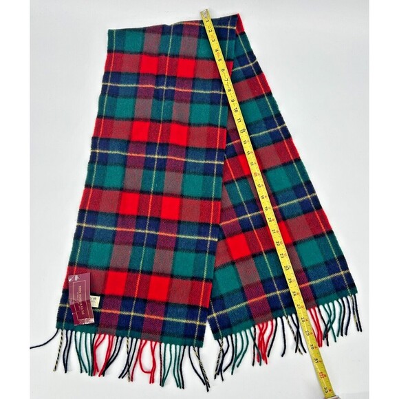 NEW John Hanly 100% Irish Lambswool Tartan Plaid Scarf  54x11”~Ireland~Christmas - Picture 2 of 7